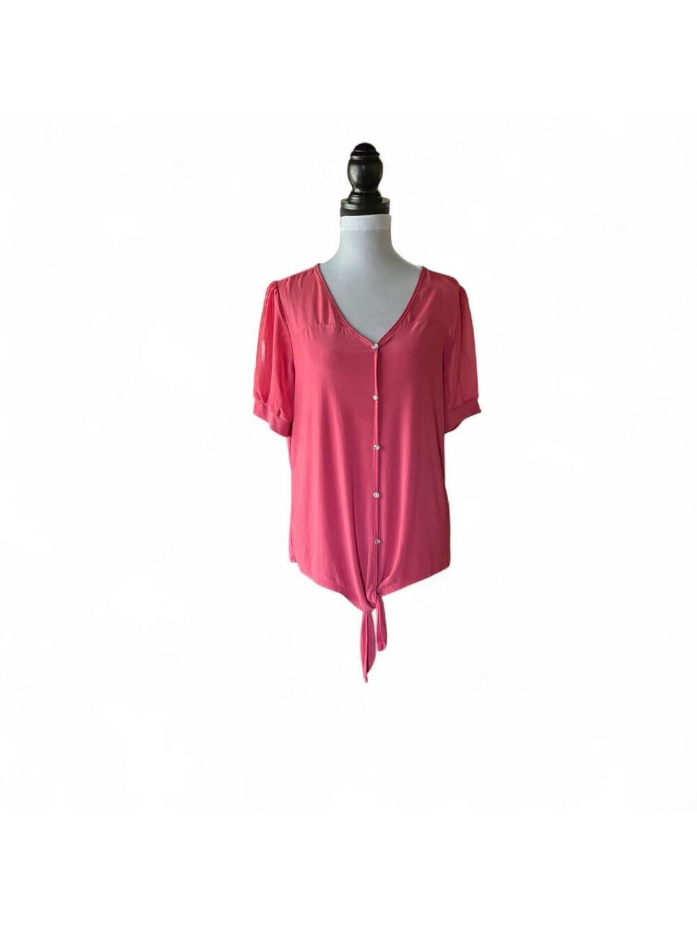 Atelier 29 Coral Tie Front Blouse Size XL New Without Tags